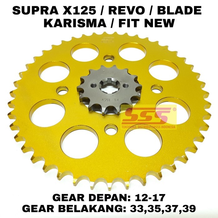 Girset Gearset Sss 428 Gold Supra X125 Revo Blade Karisma Rantai Sss