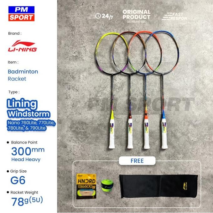 Diskon Raket Badminton / Bulutangkis Lining Windstorm Nano 760 770 780 790 Lite Original