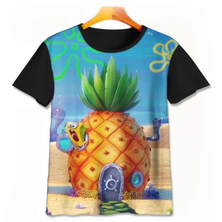 Kaos Anak Spongebob Squarepants Baju Kartun Game Baju 3D Sb-6-designWD Untuk Usia 1-12 Tahun Sugoi S