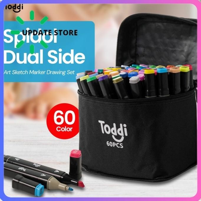 

JUAL 60 Color Spidol Stabilo Dual Side Fine Art Brush Pen Art Marker Set
