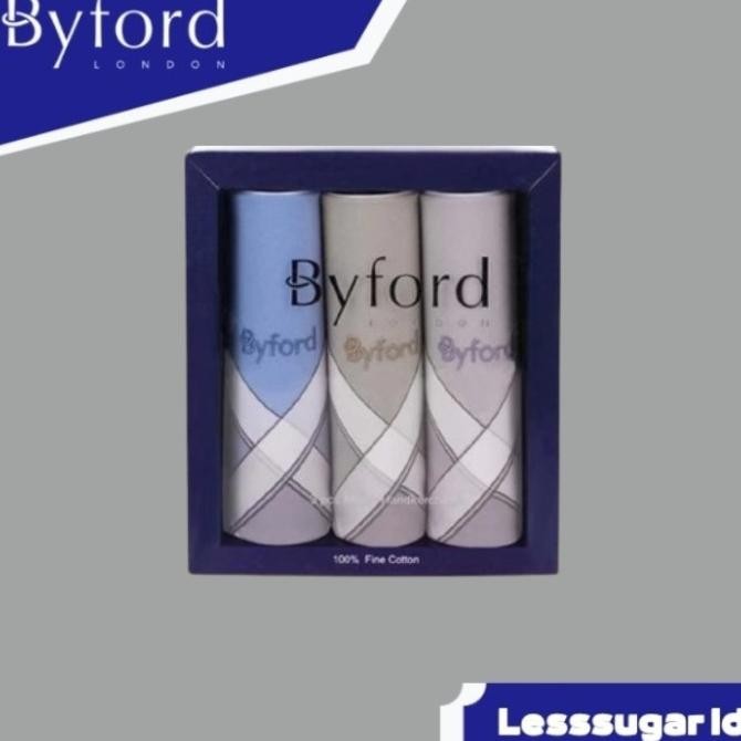 Saputangan Byford Isi 3 PCS Katun Sapu Tangan Handkerchiefs X08