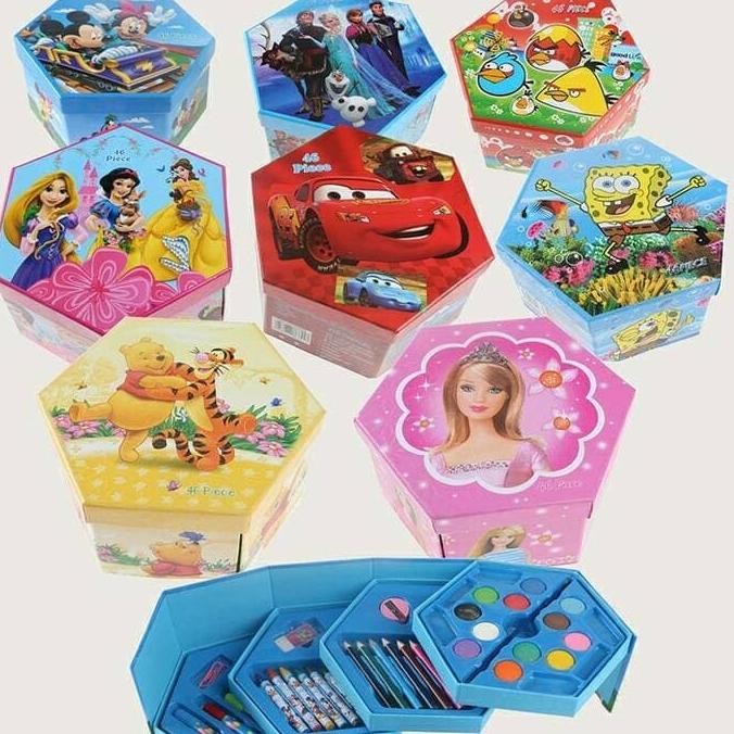 

BRG BARU Crayon set segi 6 isi 46pcs alat mewarnai set anak anak