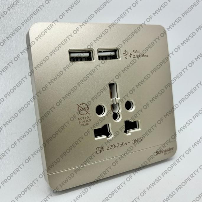 [ TM ] SCHNEIDER AVATARON INT SOCKET W USB 2.1A WINE GOLD E8342616USB_WG