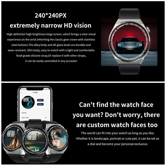 SIMBOJOY Smartwatch GT8 NFC Full Touch Screen Phone Call Olahraga
