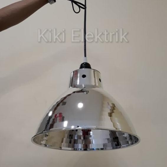 KAP LAMPU GANTUNG INDUSTRI KILAP DIAMETER 30 CM + FITTING E27 KOMPLIT ORIGINAL DAN TERPERCAYA