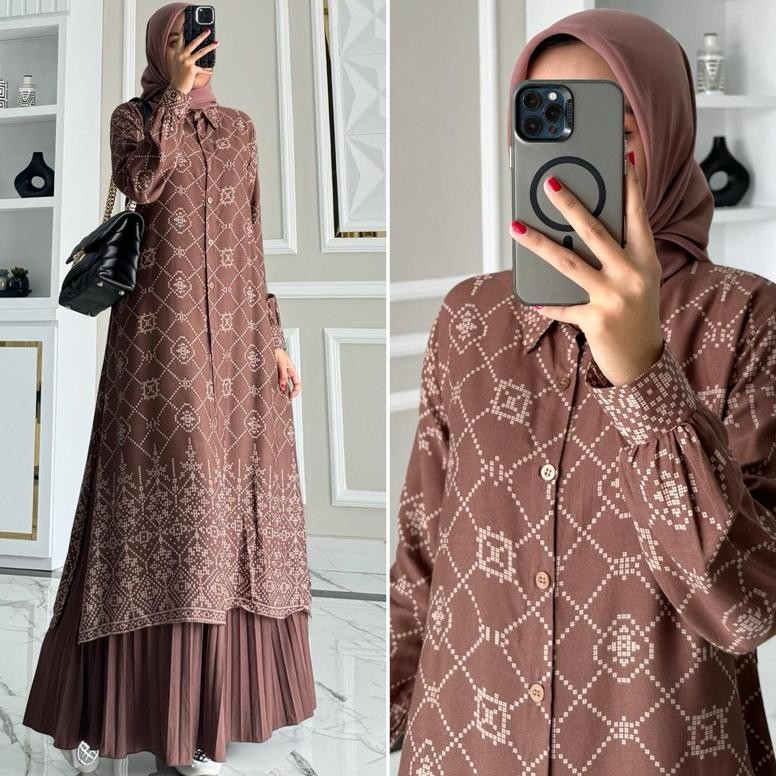 ORIGINAL LUNA Long tunik by ZALFA OUTFIT / Long tunik rayon motif an-114