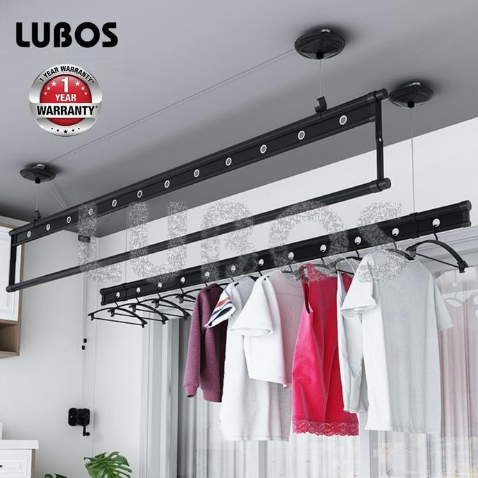 LUBOS 2m Jemuran Baju Gantung Lifting Atap Plafon Engkol Katrol