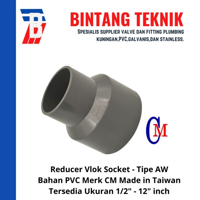 Reducer Sok / Vlok Sok 12" X 8" Pvc Aw Merk Cm Taiwan Terlaris