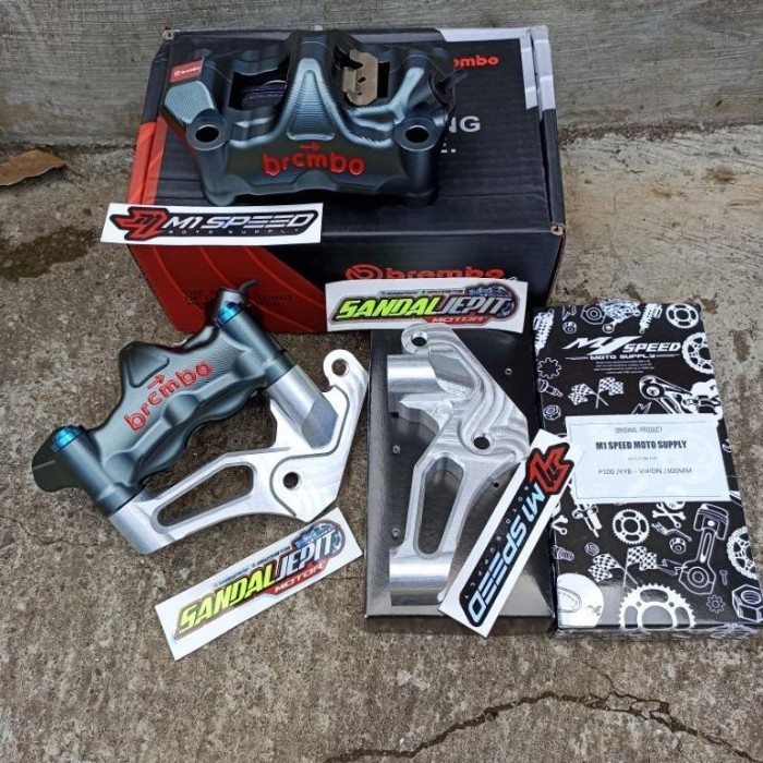 ORIGINAL KALIPER BREMBO GP4RX 4 PISTON SET BREKET P100 KYB VIXION DISC