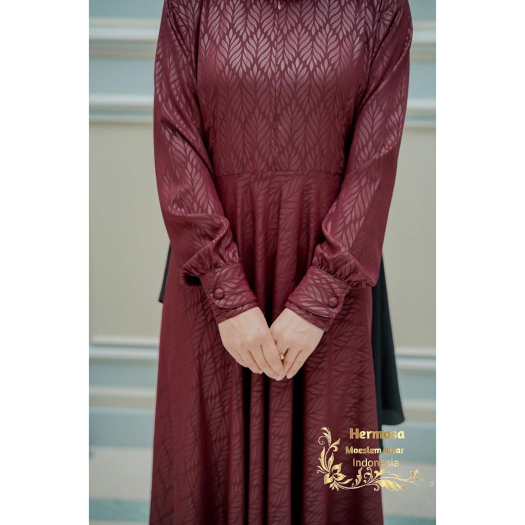 GAMIS EMBOS MOTIF PADI MARUN ORIGINAL BY HERMOSA/GAMIS HERMOSA MAROON/