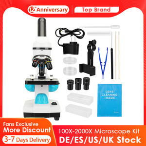 

LabTestKit Professional Microscope 40X-2000X High Magnification Biological Laboratory Monocular Microscopes Kit with 3 Eyepiece,Led Lights