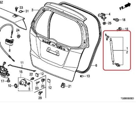 Shock Bagasi Shock Pintu Bagasi Jazz GE8 2008-2013 Original