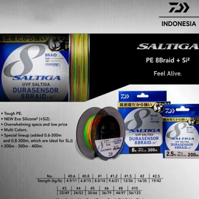 New Senar Pe Daiwa Saltiga Durasensor X8 +Si 300m - 400m - Original SALE