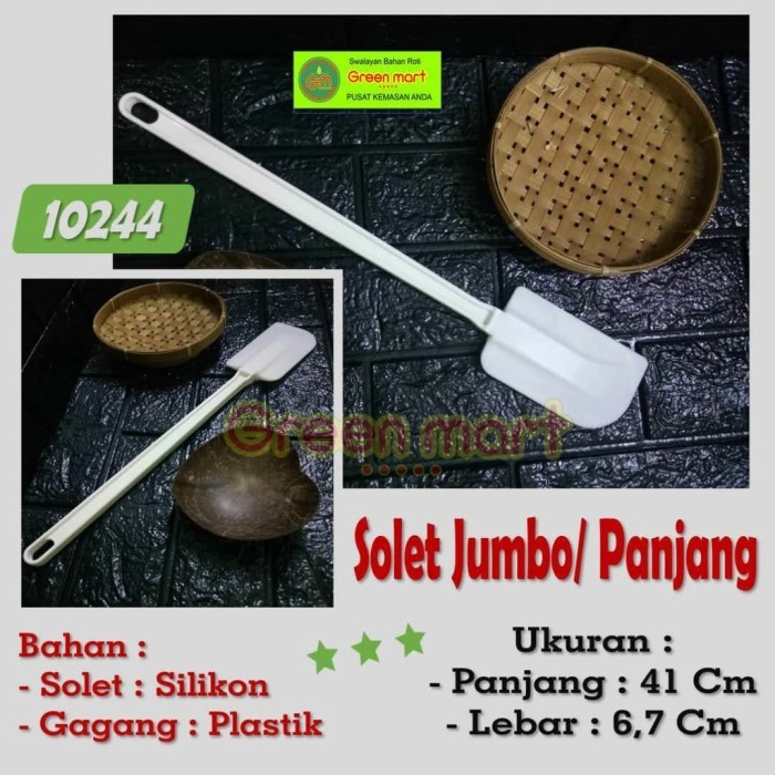 Spatula Silikon Plastik Panjang Jumbo Warna Putih Solet Scraper