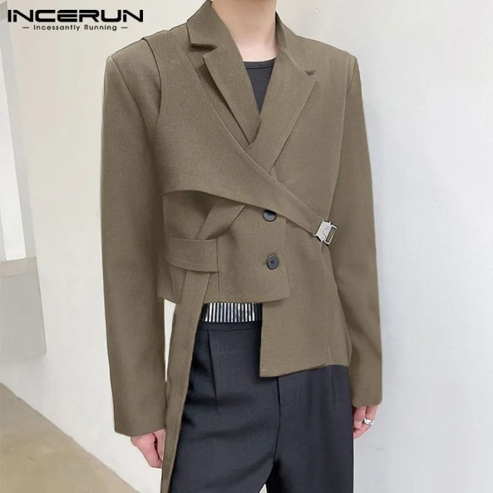 AppleDezign INCERUN Fashion Men Blazer Streetwear Lapel 2025 Long Sleeve Casual
