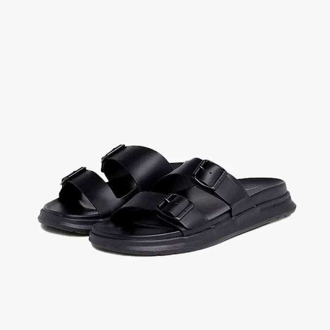 Tommy Hilfiger - Leather Buckle Sandals Original Sandal Pria - Black Kenzostore9