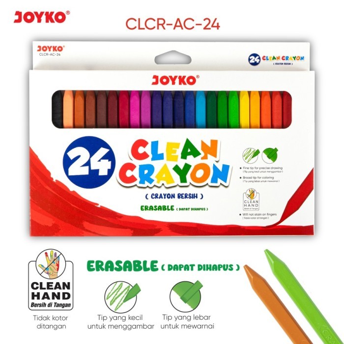 

SALE Clean Crayon Joyko 24Warna - CLCR-AC-24