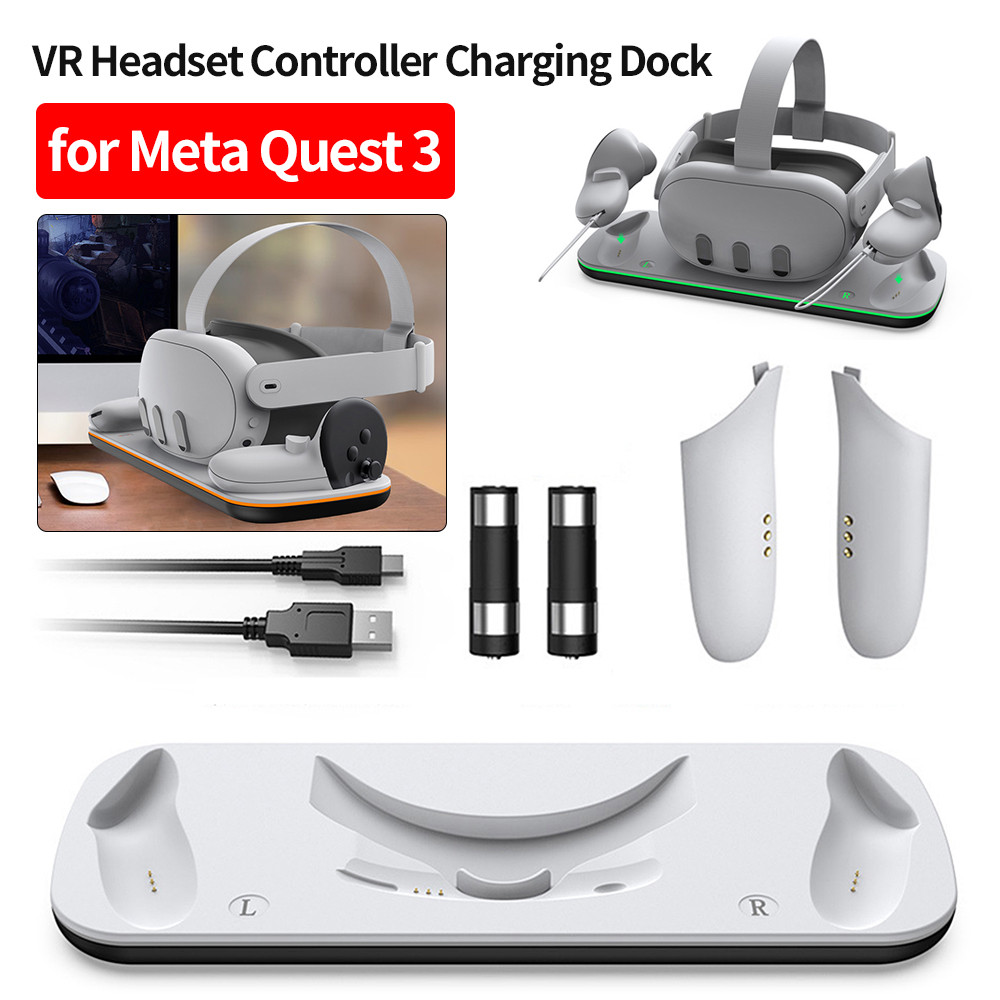VR Headset Controlr Charging Dock for Meta Quest 3 VR