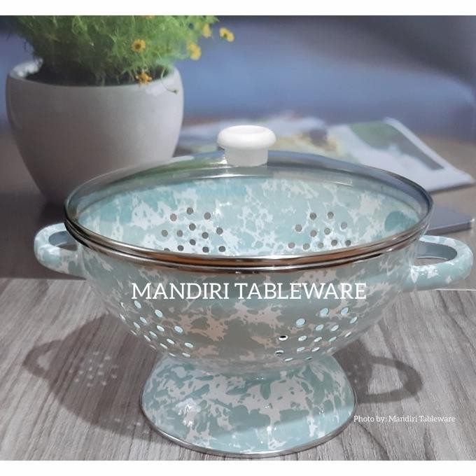 TEMPAT NASI / WAKUL JADUL / TUTUP KACA / ENAMEL / GAGANG STAINLESS