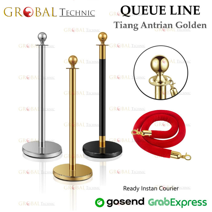 

TERMURAH - Standing Barrier Queue Line Golden / Tiang Antrian Stainless Penghalang Jalan / Tiang