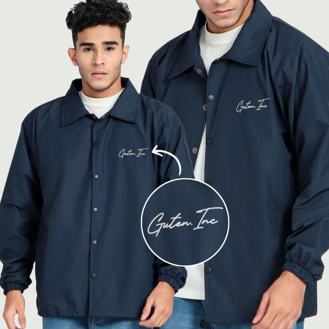 GUTENINC - JACKET PARASUT PRIA LETTER NAVY COACH JACKET STOK TERBATAS