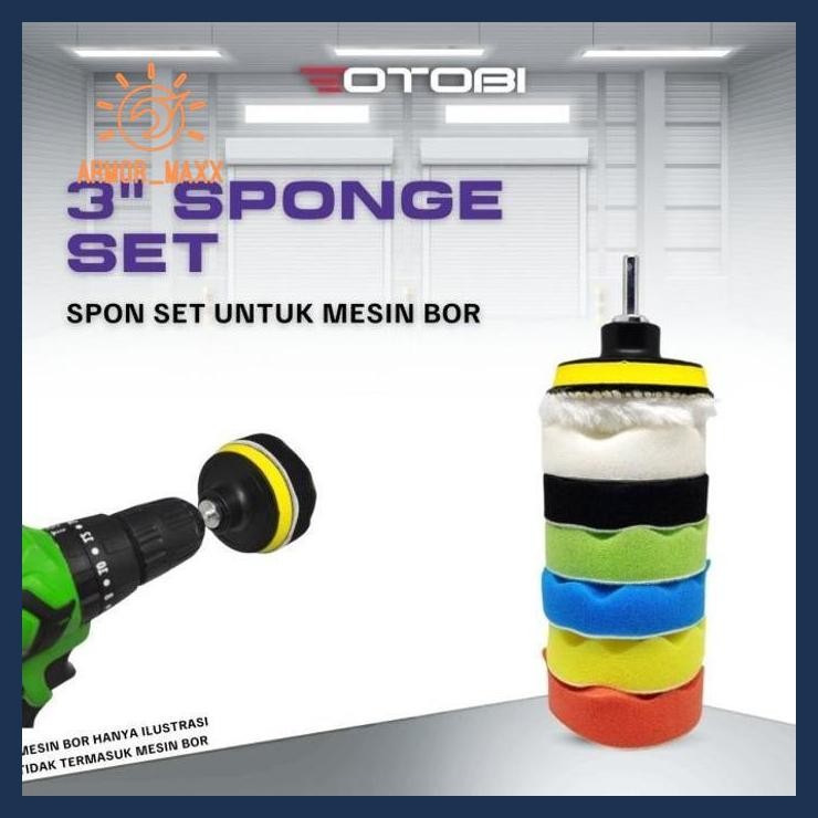 Sponge Polishing 3" Inch 8Pcs / Busa Poles Mobil Bor Motor Set Pad M10