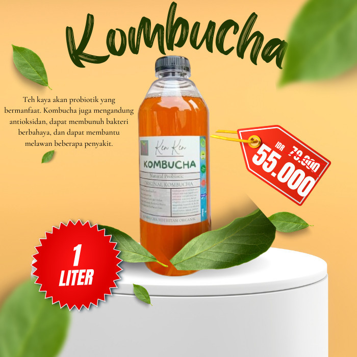 

kombucha minuman segar probiotik baik untuk kesehatan usus dan kulit 1 liter