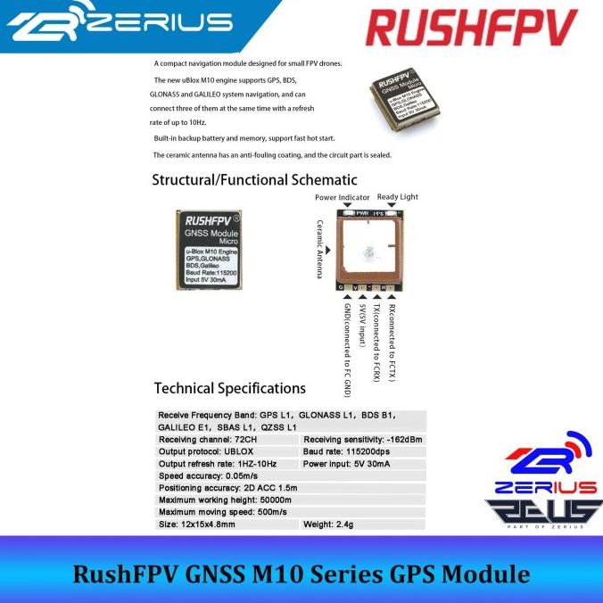 RUSHFPV GNSS M10 SERIES GPS MODULE FOR FPV DRONE