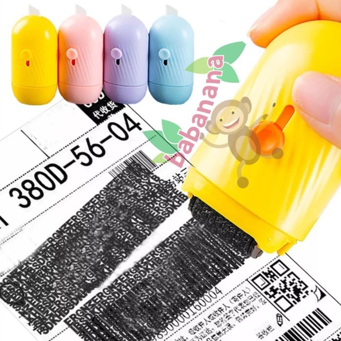 

Penghapus Resi Roller Ungu Penghilang Stamp Roller Identity Alamat
