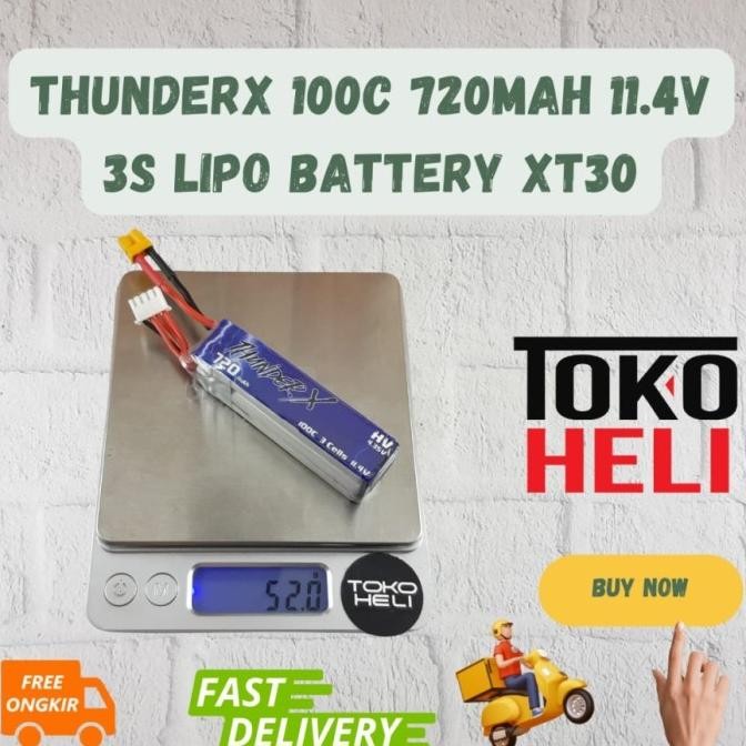 THUNDERX 100C 720MAH 11.4V 3S LIPO BATTERY XT30