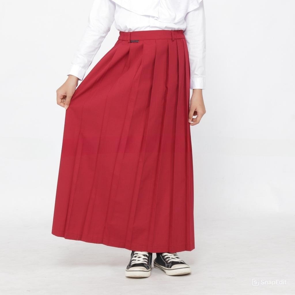 ROK PANJANG Sekolah SD Rok Rempel Anak Perempuan Seragam Sekolah SD MI MERAH HITAM COKLAT Pramuka