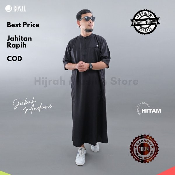 PREMIUM MURAH COD Jubah Pria Bahan Katun Madinah Al Haramain Oblong Lengan Pendek Gamis Pria by