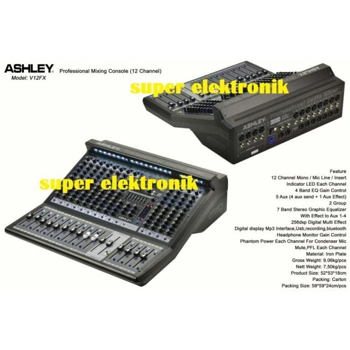 Sale Mixer Audio Ashley V12Fx V12 Fx 12Channel Original Ashley V 12Fx