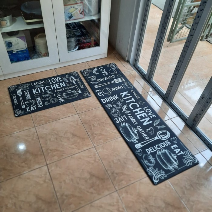 KARPET DAPUR PANJANG ANTI SLIP 1 SET - KITCHEN BLACK