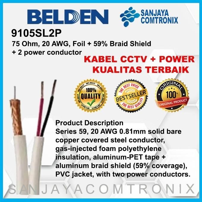 BELDEN 9105SL2P KABEL BELDEN / CCTV COAXIAL RG59+POWER (PUTIH)