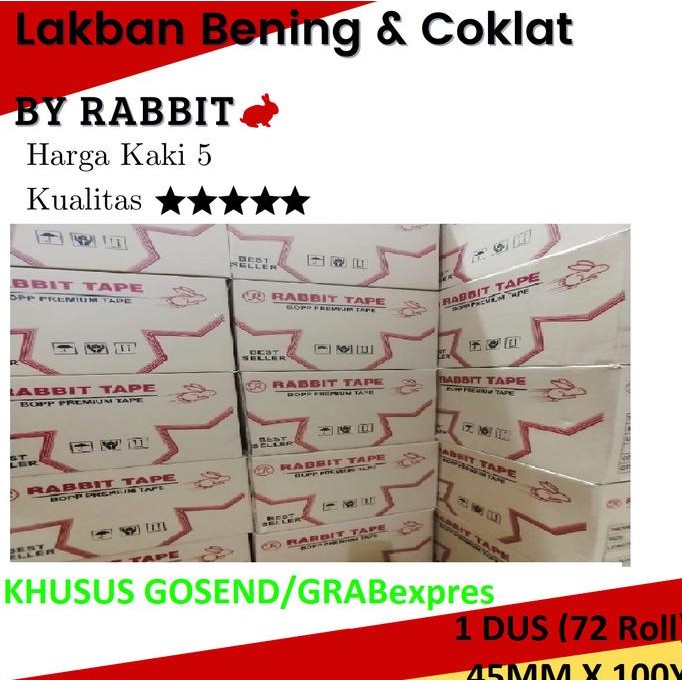 

LAKBAN 2" 45MM X 100 YARD (1DUS / 72 ROLL) KHUSUS GOJEK / GRAB ASLI