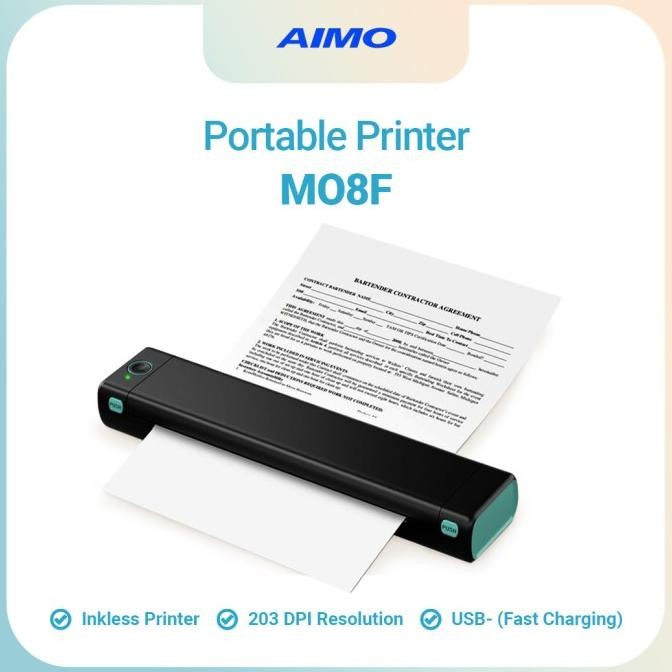 Sale Aimo M08F Portable Thermal Printer A4 Hvs Wireless Bluetooth Inkless Printer Tanpa Tinta