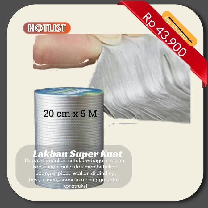 

ALUMINIUM FOIL TAPE LAKBAN SUPER KUAT ANTI BOCOR 20CM X 5 METER ASLI