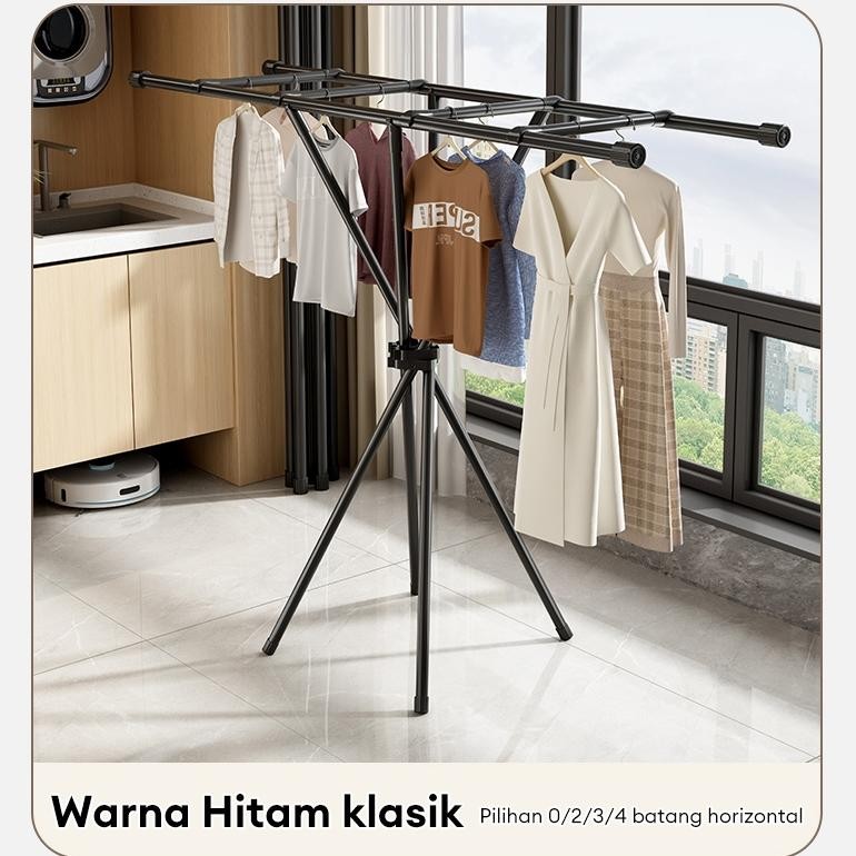 Jemuran Baju Lipat Jemuran Baju Bayi Jemuran Lipat Portable Jemuran Baju Stainless HITAM/PUTIH