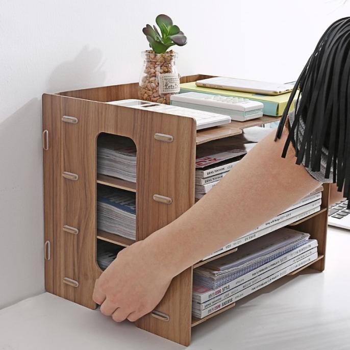 

Rak Buku Laci Kantor Minimalis Tempat Box File Atas Meja Vintage Kokoh