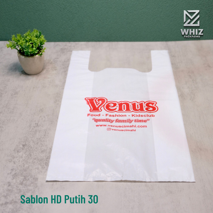 Sablon Kantong Plastik Putih Kresek Putih uk 30 HD Super Murah