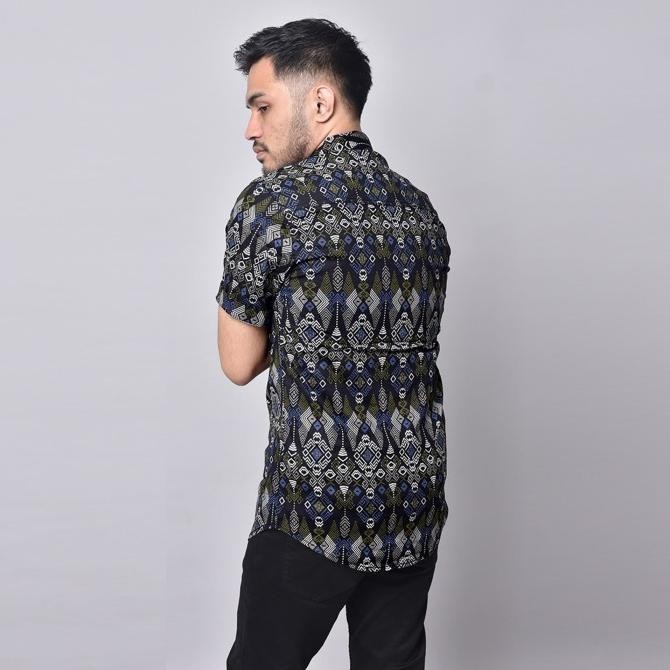 Kemeja Batik Pria pendek /kemeja Batik pendek/navy batik