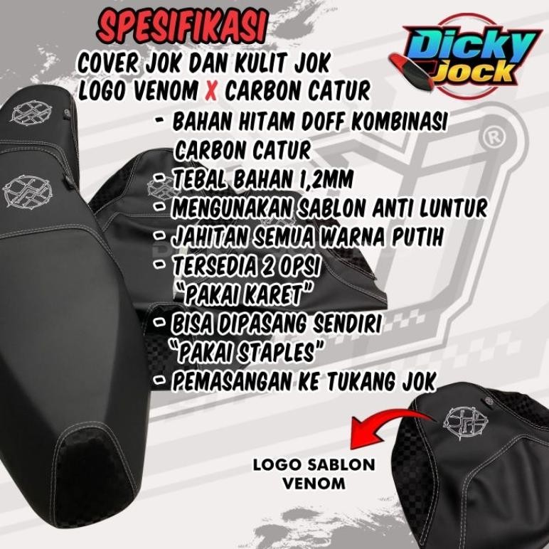 BISA COD Kulit Jok Motor Cover Jok Motor Logo VENOM X CARBON CATUR 3D Bahan Tebal Motor Beat,Vario,N