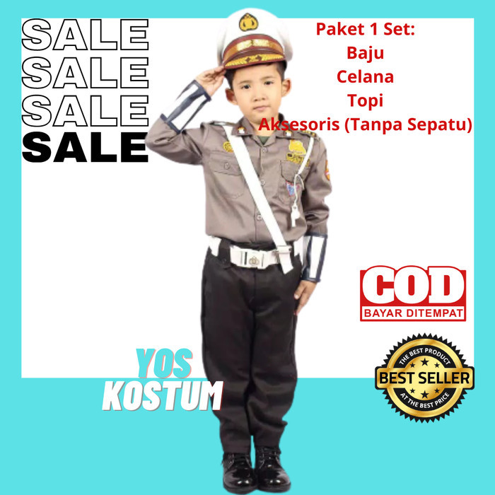 Terbaru - Seragam Profesi Anak Polantas Kostum Baju Polisi Lalu Lintas Setelan