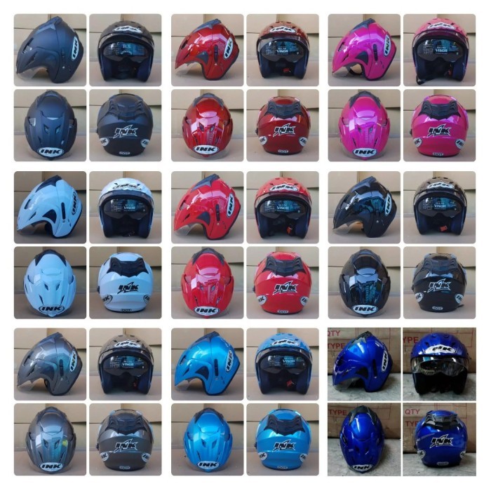 Helm Ink Terbaru Dobel Visor Type T1 Biru Tua Doff