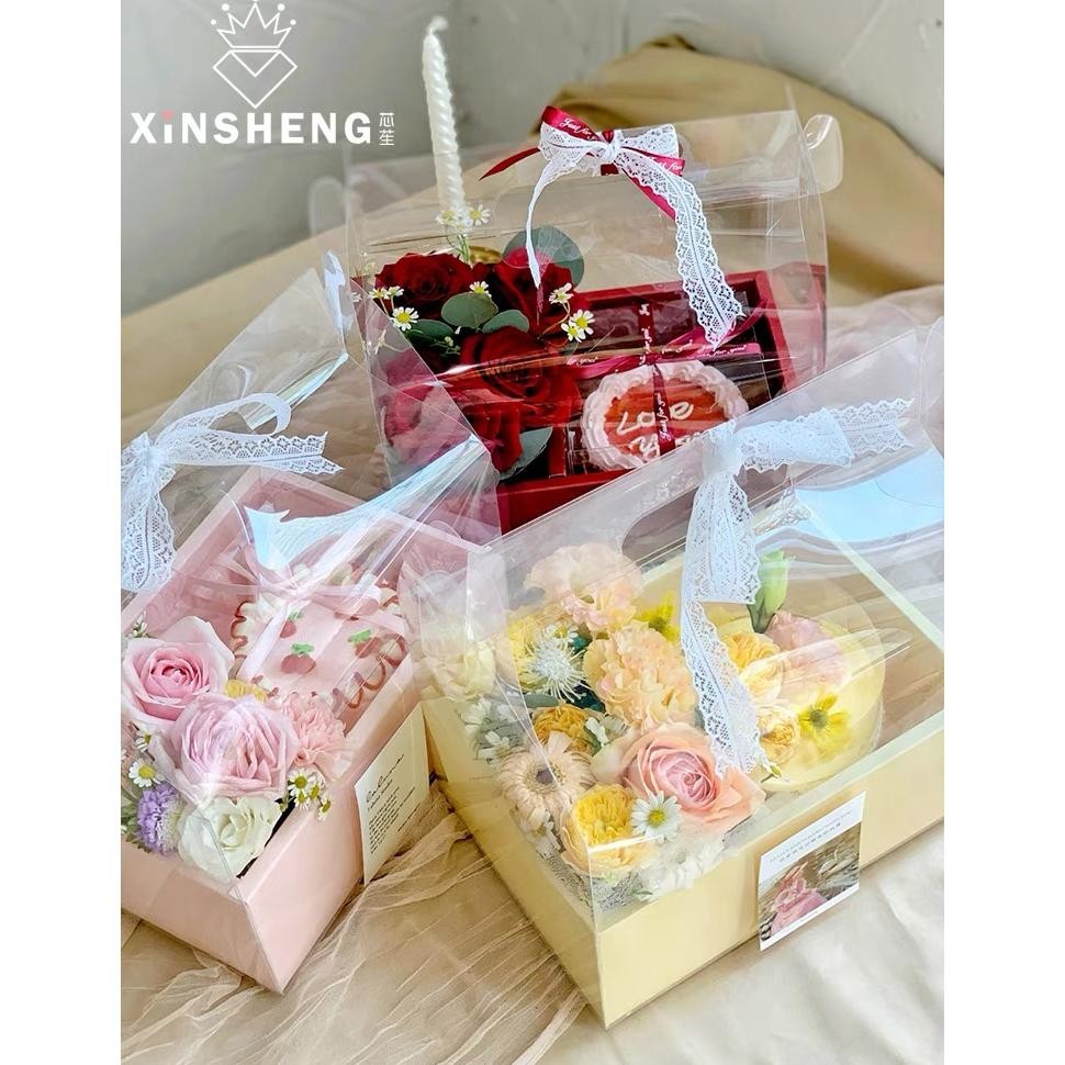 VIRAL SUPPLYFLORIST - TRANSPARANT PORTABLE FLOWER BOX | KOTAK BUNGA KUE | BLOOM BOX KOTAK BUNGA 1510