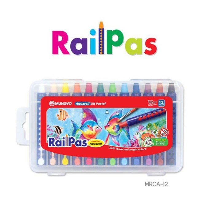 

TERLARIS! Mungyo - RailPas 12 assorted Aquarell Oil Pastel/Crayon Minyak