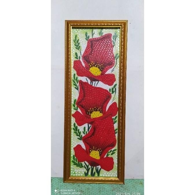 Terlaris Lukisan Bunga Mawar Merah Titik Ready Stok