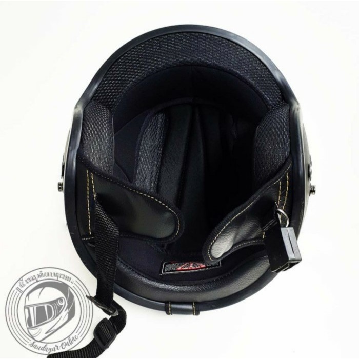 Helm Bogo Retro Cargloss Hitam Glossy Dewasa Kw Free Stiker