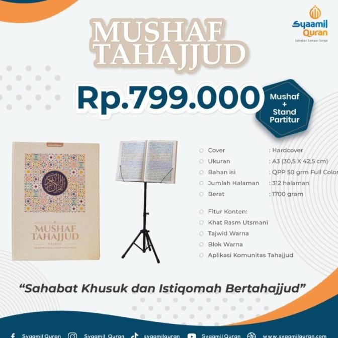 Mushaf Tahajjud uk A3 / Al Quran Tahajud Jumbo + Standing Besi #SQ